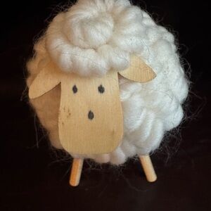 Handcrafted Wool Sheep Figurine - White